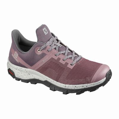 Salomon OUTLINE PRISM GORE-TEX - Naisten Vaelluskengät - Viininpunainen